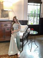 French green mesh patchwork dress summer 2026 new style - Image 8